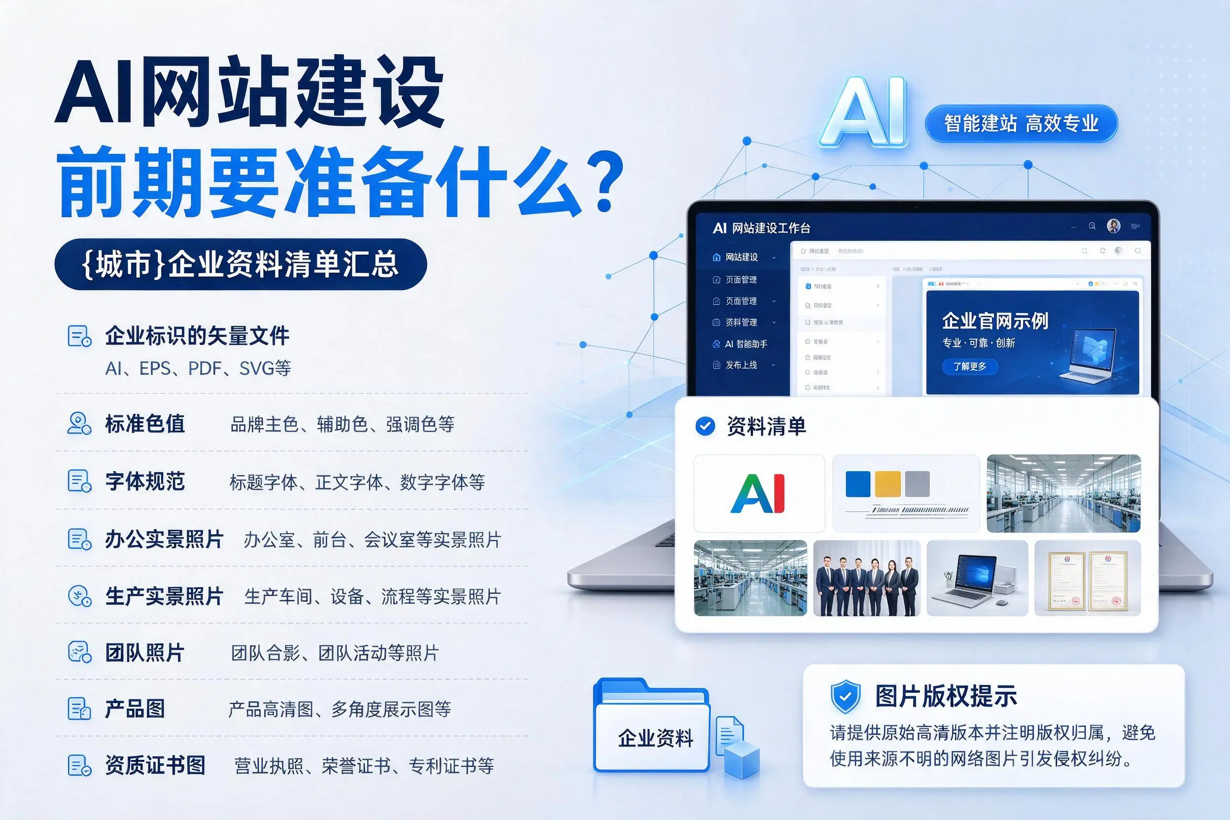 AI网站建设前期要准备什么？甘南企业资料清单汇总